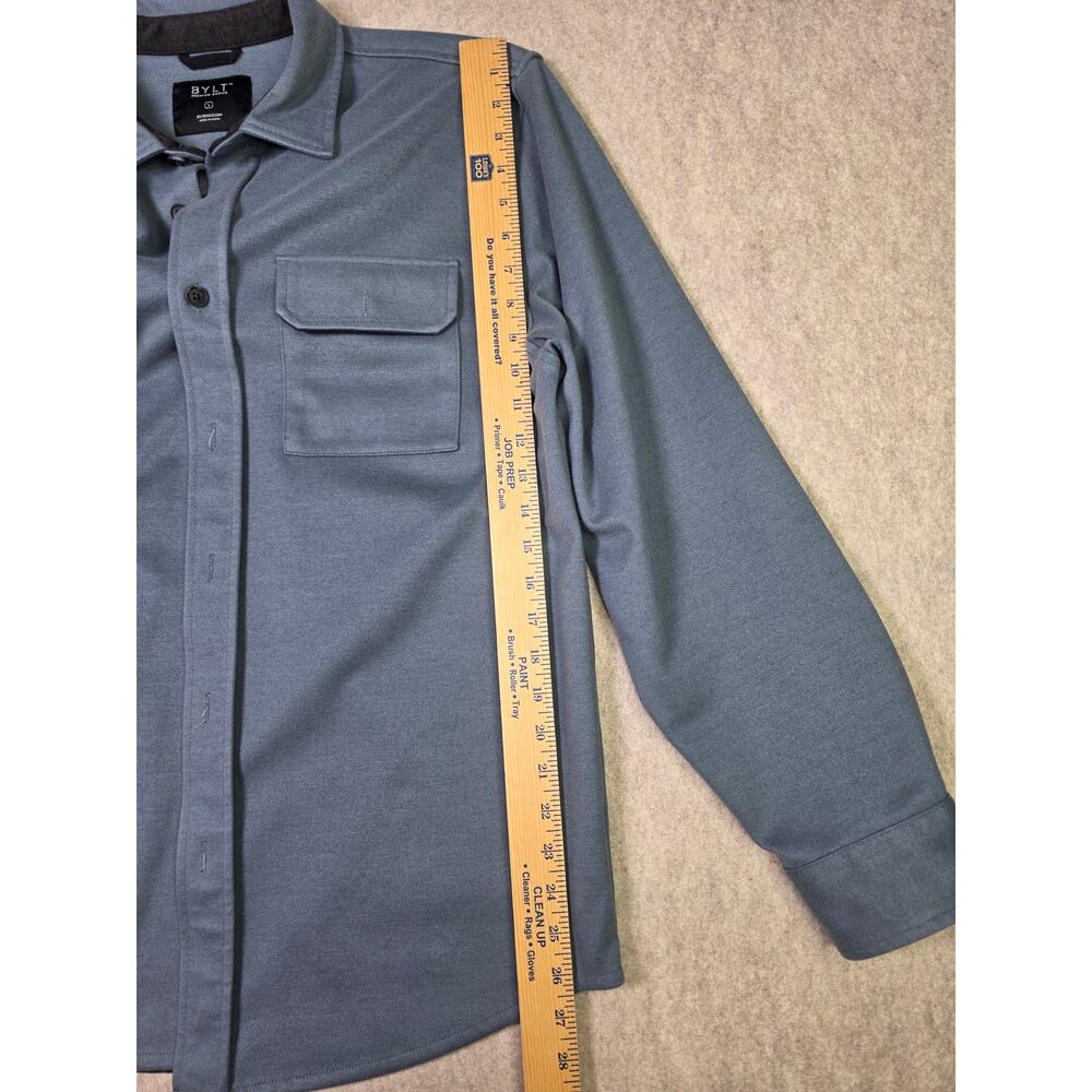 BYLT Utility Premium Basics Men's light Blue Button Down Shirt Jacket Shacket L - Picture 10 of 10
